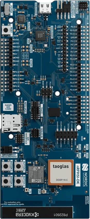 nRF9151 DK Cellular IoT development kit for LTE-M, NB-IoT, GNSS and DECT NR+ from Nordic Semiconductor