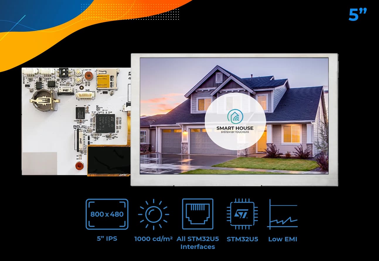 RVT50HQSNWN00 STM32 5-inch TFT LCD Embedded Display from Riverdi
